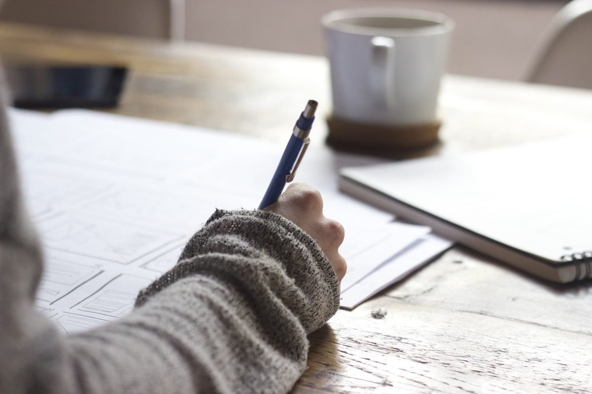 Focused language study with books and notes